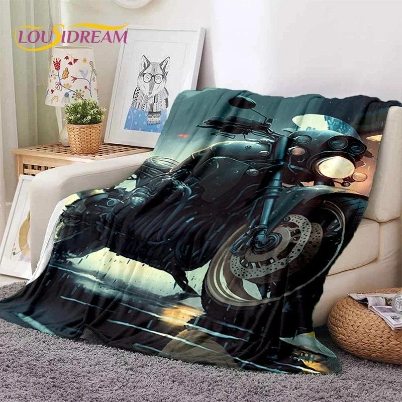Motocross Modern retro Motorcycle Soft Flannel Blanket for Bed Bedroom Sofa Picnic,Throw Blanket for Cover Outdoors Leisure Gift
