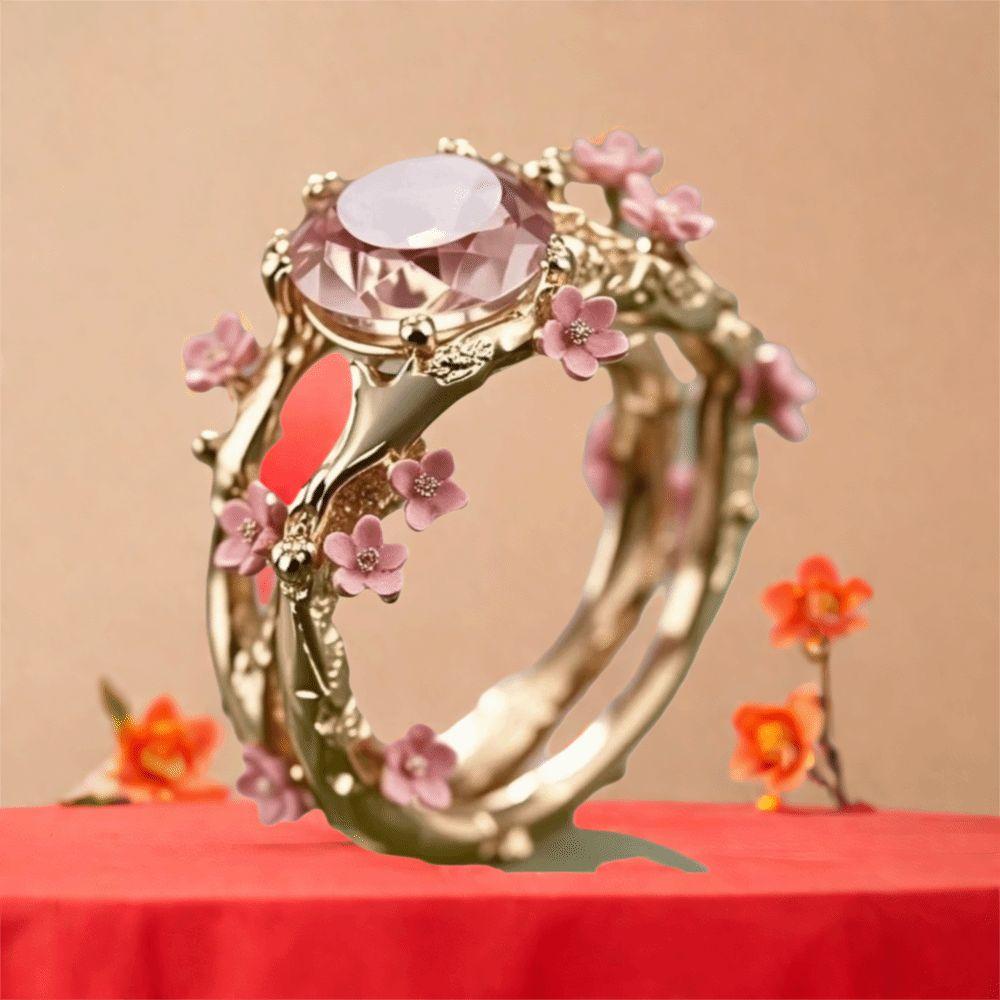 Bague Fleur Design Simple Incrustée Zircon Décoration de Doigt Bagues Tendance Mode Accessoires de Bijouterie