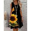 Summer Sleeveless Dress Women Fashionable Colorful Flowers 3d Print Beach Vacation Mini Dresses Comfortable Plus Size 8XL Soft Breathable Vest Dress