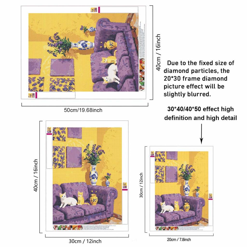 Diamond Painting Kits for Adults Cat Full Round Drill 5D Art Craft Wall Decor for Bedroom Living Room Home Decoration
