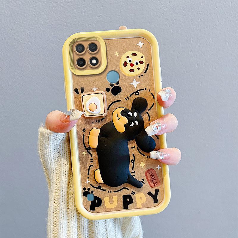 KEYSION Shockproof Case for Realme C21 Y C25Y C25S with Lanyard Silicone Cute 3D Cartoon Doll Phone Cover for Realme C11 C12 C15
