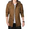 Men's Mid-Length Fleece-Lined Windbreaker: Warm Thick Cotton-Padded Hooded Jacket for Autumn & Winter