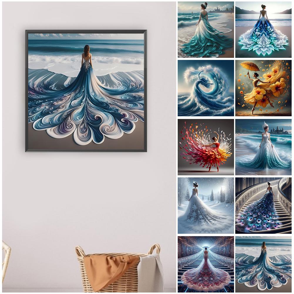 5D DIY Plná kulatá vrtačka Diamantová malba Dívka Sada Domácí dekorace Umění Nástěnné řemeslo