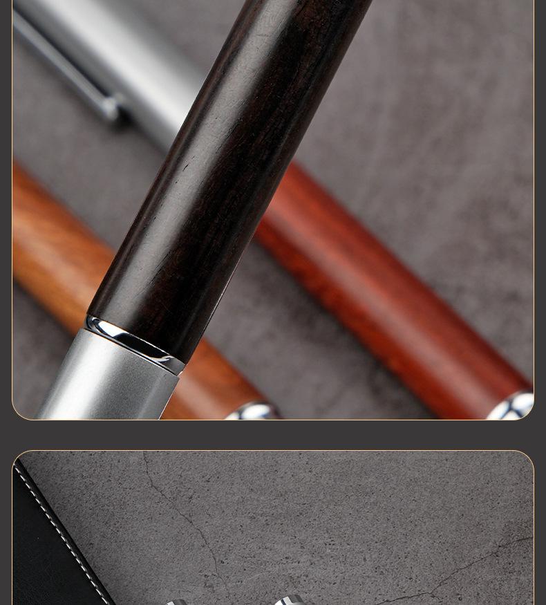 Solid Wood Fountain Pen with Gift Box and Ink Sac, Custom Logo Option Available