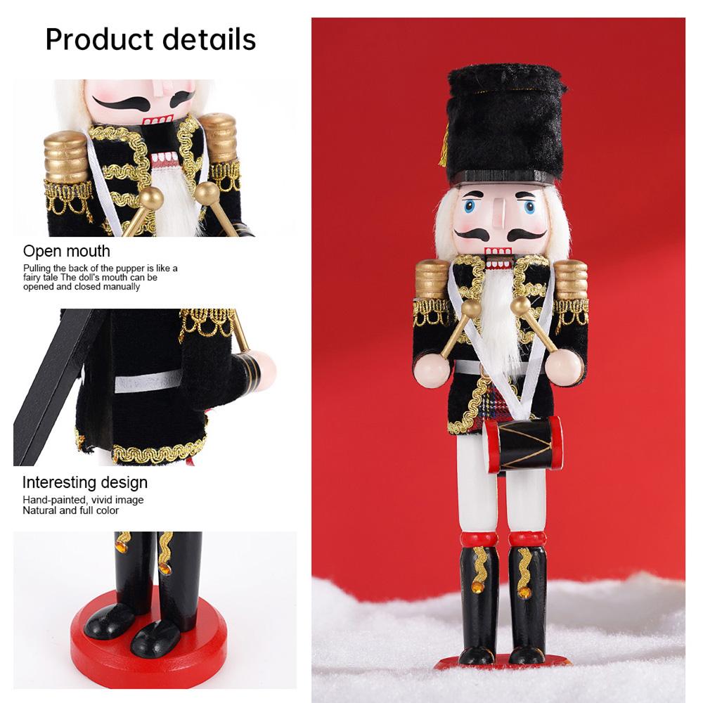 30CM Christmas Nutcracker Set Wooden Nutcracker Ornament Soldier Figure Handcraft Doll Home Office Desktop Xmas Decoration Gift
