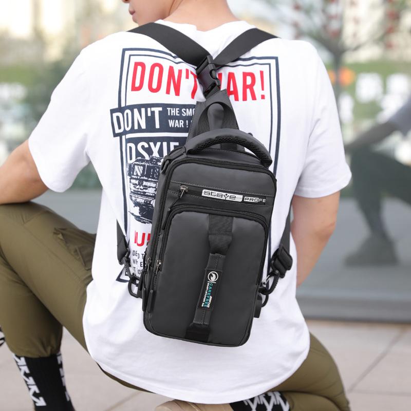 New Men's Chest Bag Charging USB Interface Chest Bag Multifunctional Single Shoulder Bag Backpack