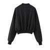 Women's Faux Suede Button Jacket Oversized Gathered Hem Short Length Coat Casual Vintage Outerwear With Pockets