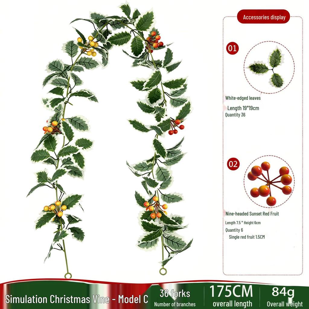 Red Berry Christmas Vine Home Decoration - Festive Party Garland