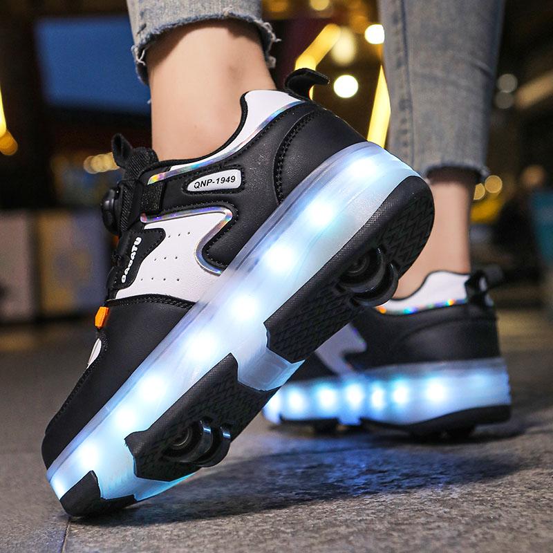 Kid's Luminous  Sneakers Sneakers Led Light Shoes Children's Kids Boys Girls USB Charging Glowing Wheels Parkour Roller Skate Shoes