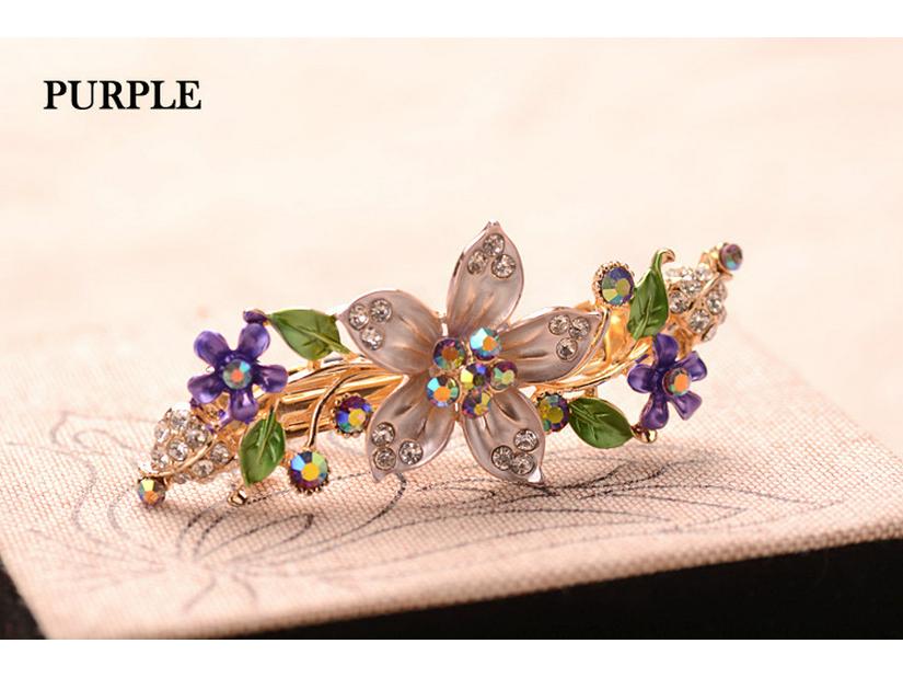 Épingles à cheveux florales rétro peintes à la main pour femmes - Pinces à ressort pour chignons