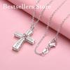 925 sterling silver 16-30 inch exquisite cross shaped zircon pendant necklace for women's fashionable wedding accessories