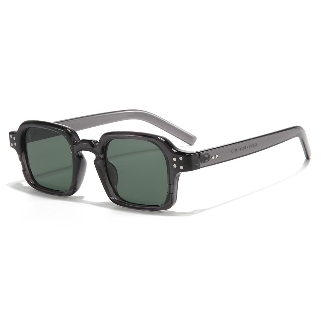 Ins Popular Square Sunglasses Women Men Rivets GREEN Shades Punk Blue Sun Glasses UV400 Vintage Luxury Brand Eyeglasses