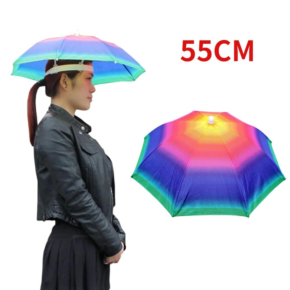 Outdoor Foldable Head Umbrella Hat Anti-Rain Anti-Sun Head-Mounted Headwear Sun Cap for Fishing Golf Cycling Hiking Camping