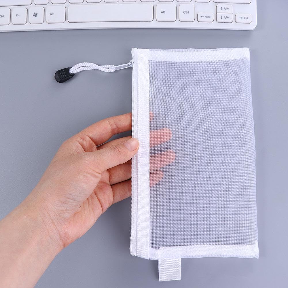 10PCS A4 A5 A6Transparent File Folder Nylon Mesh Storage Bag Convenient Zipper Student Test Stationery Organizer School Supplies