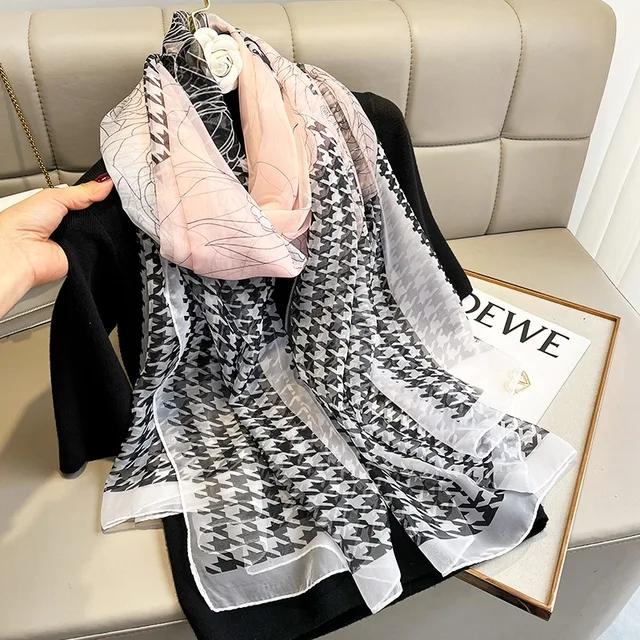Luxury Silk Scarf Hijab Women Soft Warm Pashmina Neck Beach Stoles  Head Scarves Echarpe Shawl Large Wrap Echarpe Bandana