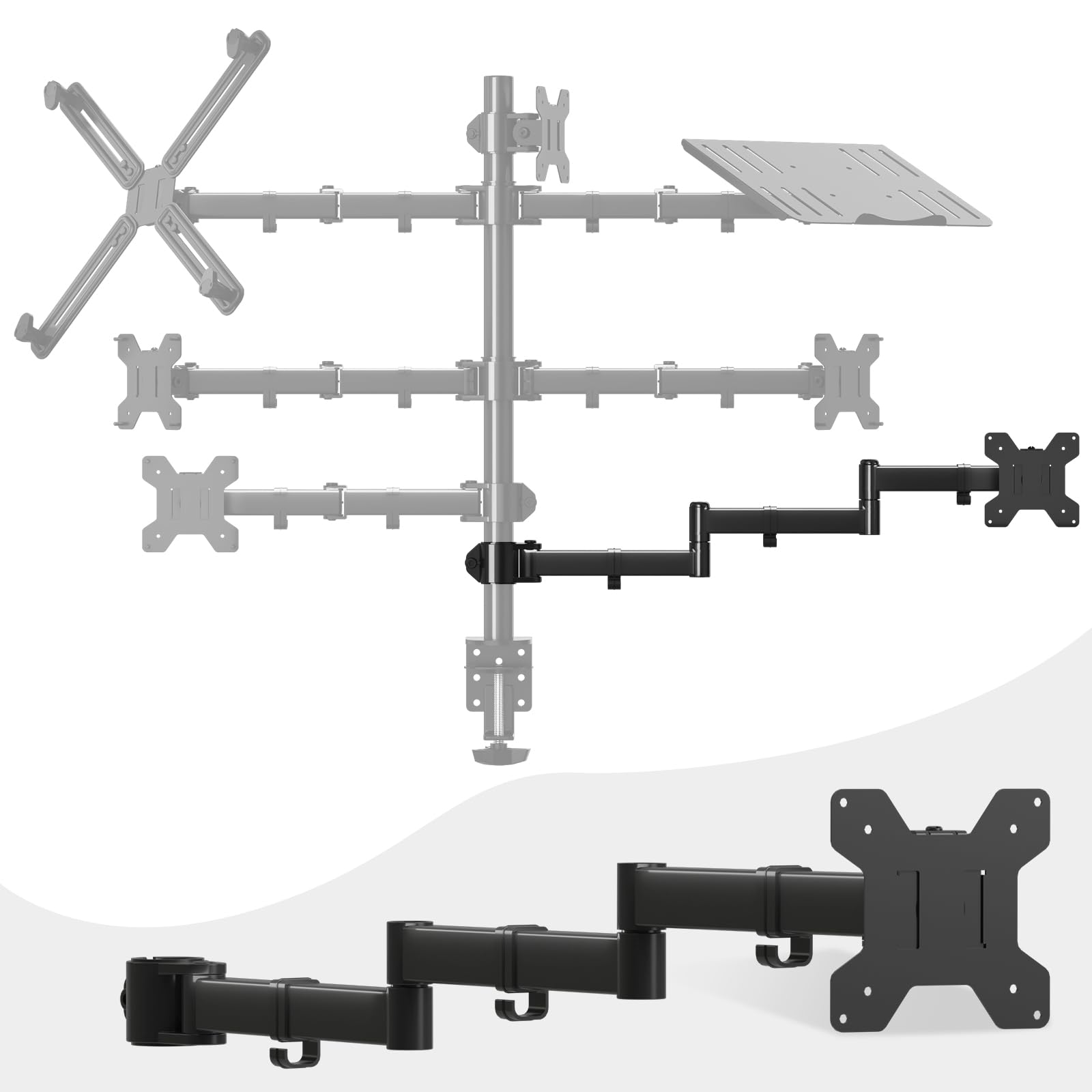 

Suptek MD6ARM3 Pole-Mounted 6-Axis Single Monitor Arm, Compatible with 13-32 Inch Monitors, 10kg Weight Capacity, VESA 75-100mm