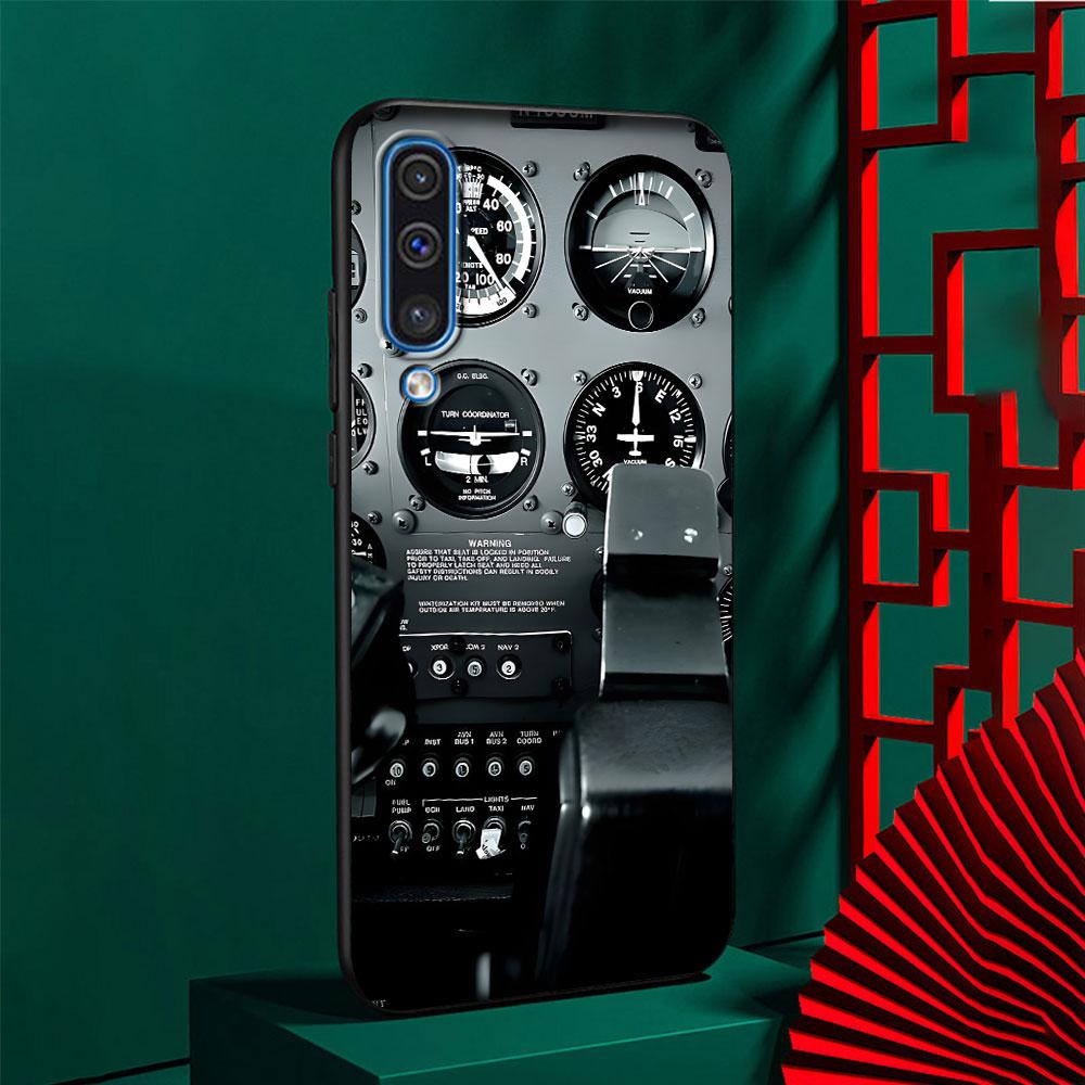 Aeroplane Pilot Cockpit Case for Samsung Galaxy A10s A50 A50s A02s A03s A20 A30 A20e A70 A70s A20s A30s A10 A40 TPU Black Cover