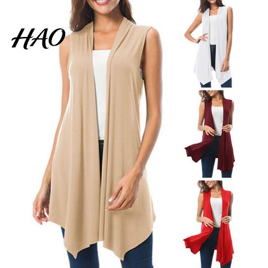Damen Asymmetrischer Saum Cardigan Tanktop Ärmellose Weste Sommer Einfarbige Offene Vorderseite Drapierte Mittellange Asymmetrische Weste Leichter Mantel