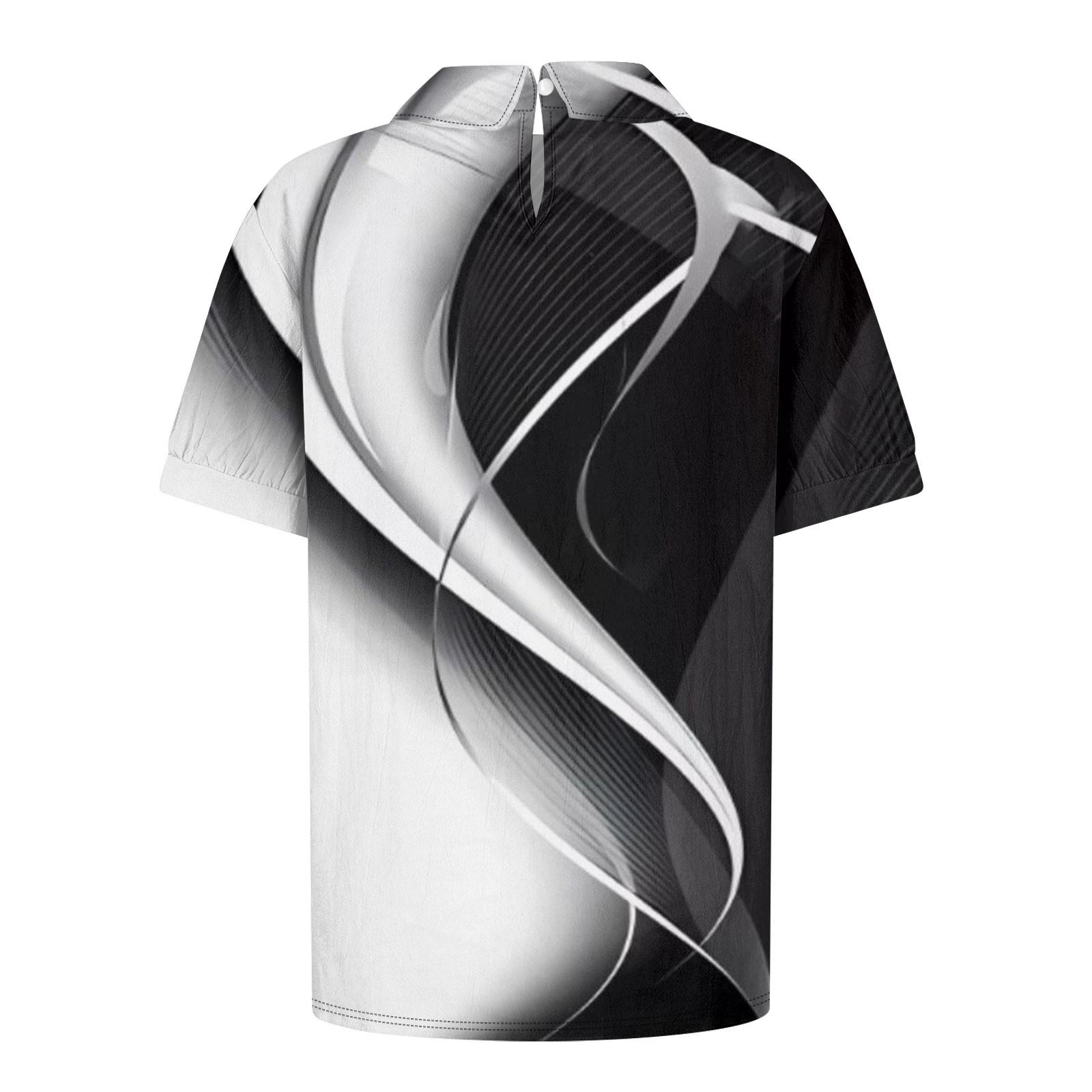 Женская повседневная футболка-пуловер с короткими рукавами и лоскутным принтом в стиле — фото 5