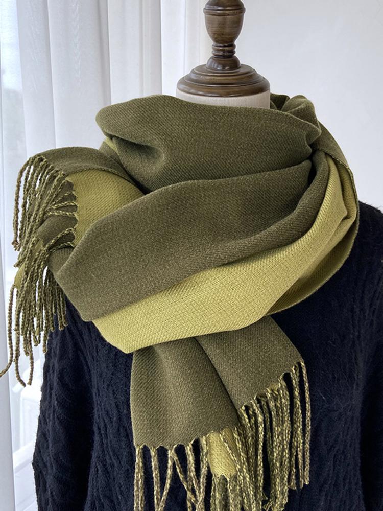 Women Winter Knitted Scarf Ladies Men Solid Double-Sided Tassel Scarve Mujer Male Foulard Wrap Shawl Unisex Imitation Cashmere