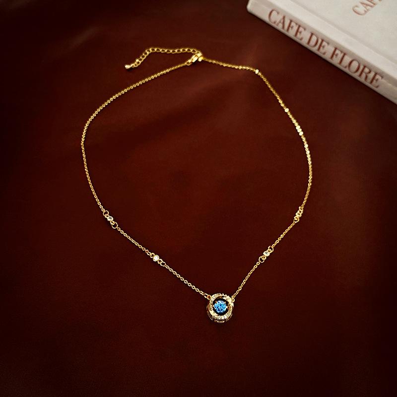 Metal Zircon Geometric Necklace Real Gold Electroplating Fashion Temperament Clavicle Chain Necklace