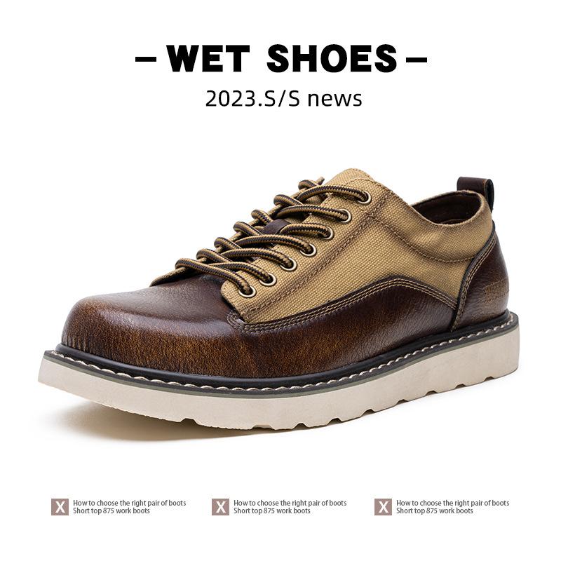 Extra Large Size Men's Shoes Spring and Autumn 2025 New Retro Tooling Shoes American Outdoor Casual Leather Shoes Big Head Martin Shoes