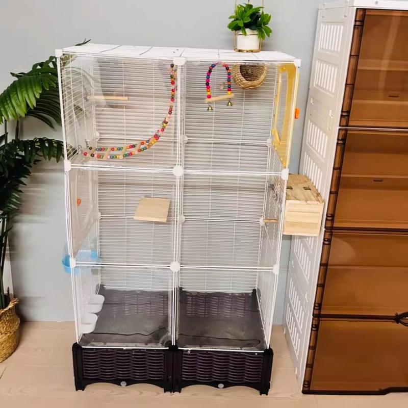 Grande Gabbia Villa per Pappagalli Lusso Design Anti-Schizzo per Cocorite e Calopsitte Spazioso Habitat di Riproduzione per Inseparabili