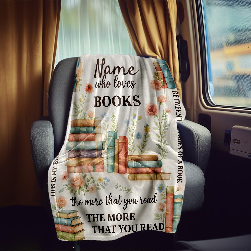 Floral Books Customize Your Name Rv Blanket Comfortable Soft Lightweight Allseason Multipurpose Blanket For Travel Camping Picnic Sofa Bed Living Room