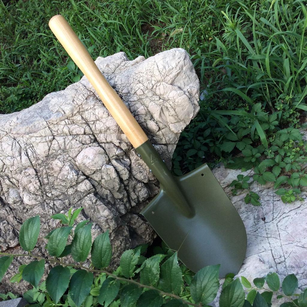 Compact Wooden Handle Multi-Purpose Engineer Shovel for Outdoors, Emergencies & Fishing