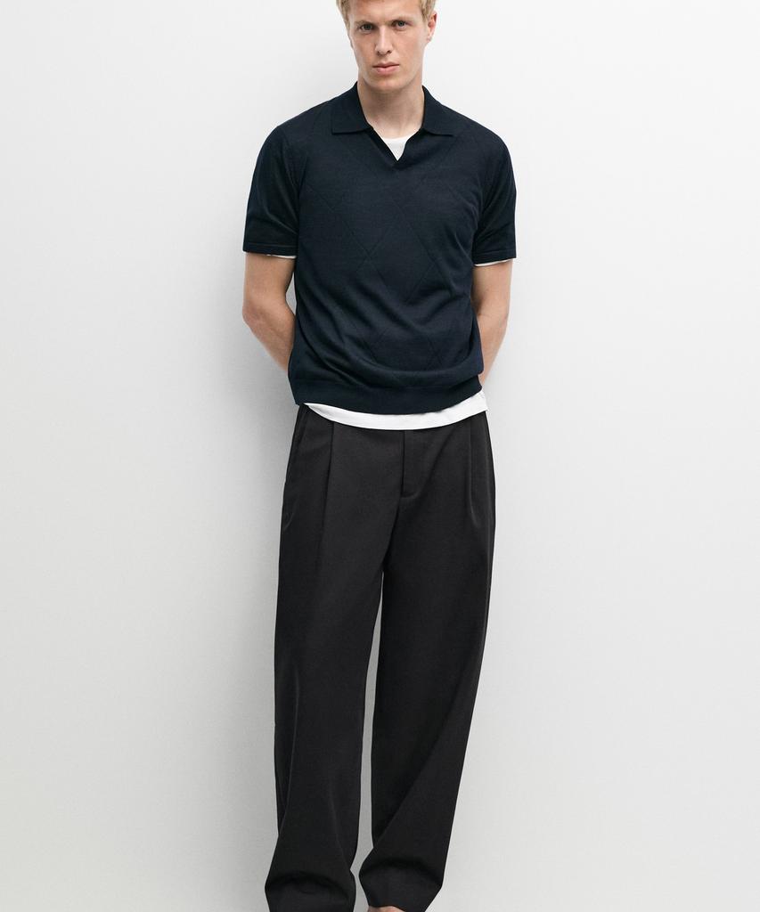 Masimodutti Diamond Pattern Jersey Polo