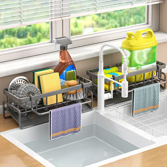 Drain Kitchen Soap Sponge Organizer Large Rack Holder Sink Caddy