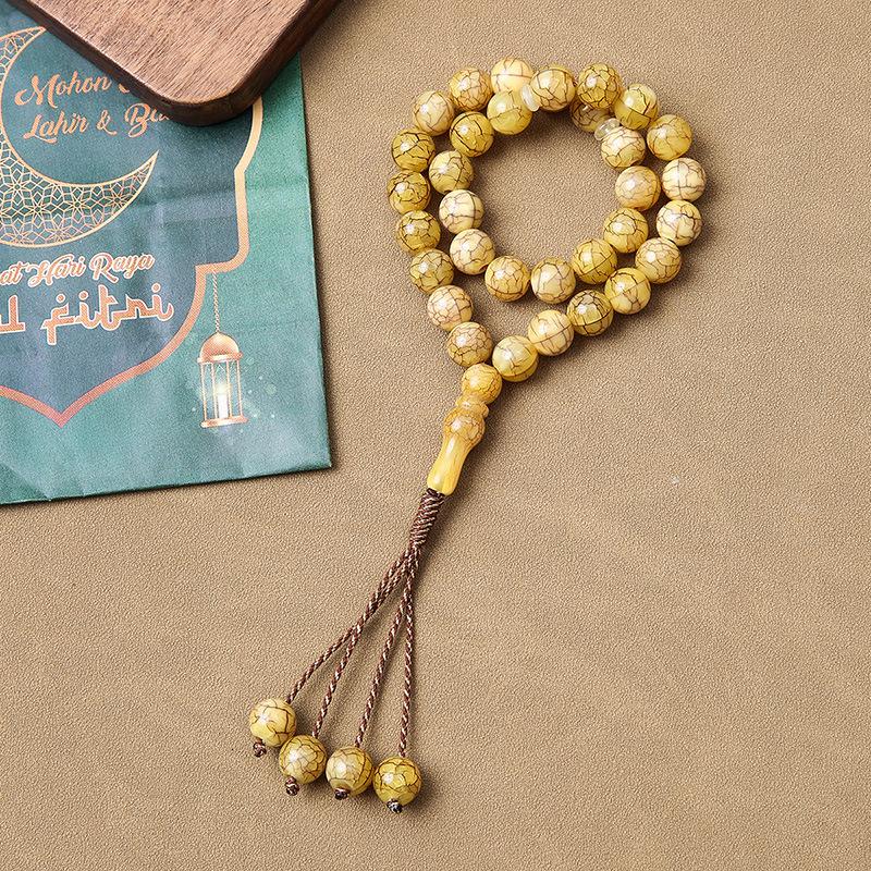 Handmade 33-Bead Crackle Prayer Bracelet - Muslim Saudi Prayer Beads
