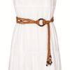 Multi-Color Bohemian Style Spring And Summer Fashion Women Handmade Wooden Circle Braided Hollow Belt Wax Rope Braided Belt Ethnic Style