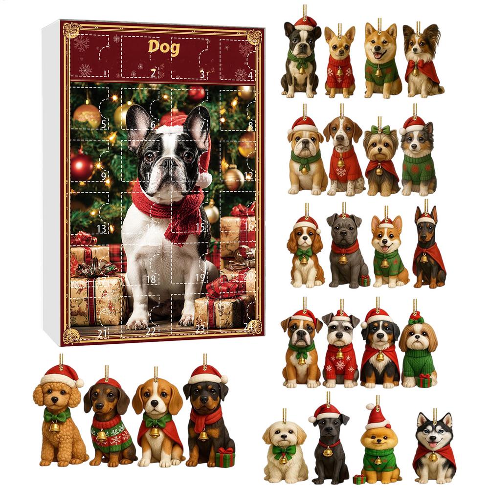 

Dog Advent Calendar 24 Days Countdown 2D Acrylic Christmas Ornaments Pet Lover Gift Tree Home Window Car Holiday Decorations OTHER