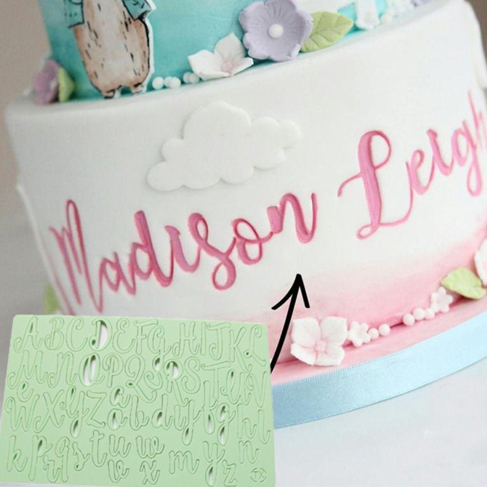 Rectangle Letter Cookie Stamp with Brush Fondant Cake Decorating Tools  Dessert