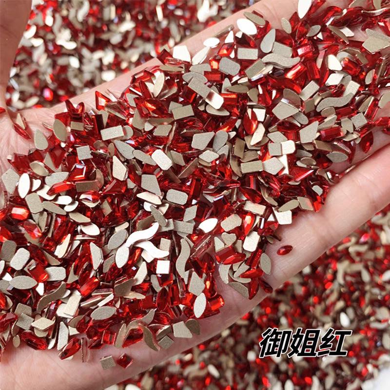 Yiwu Nail Art Diamond Mixed Mini Small Nail Art Flat Bottom Special-Shaped Diamond Mixed K9 Champagne Nail Art Jewelry