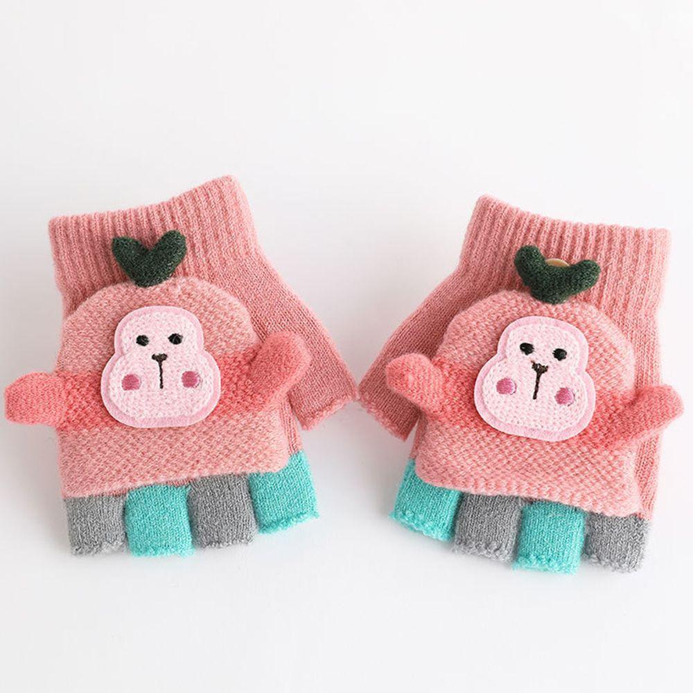 Mädchen Winter Warme Fäustlinge Klappmuschel Halbfingerhandschuhe Strickhandschuhe Kinder Fingerlose Handschuhe