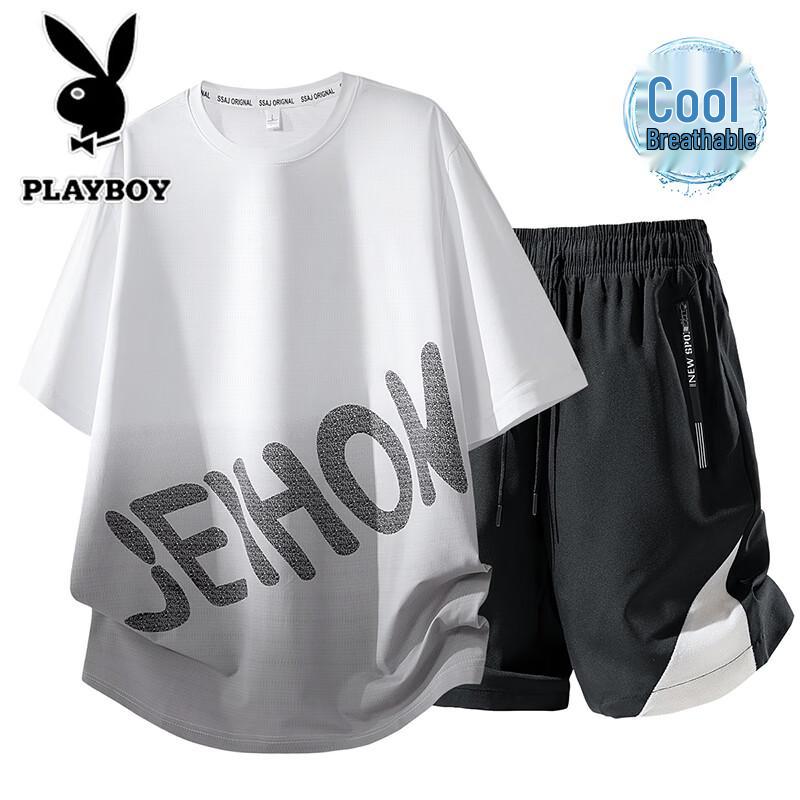 Playboy Men s Summer Ice-Feel T-Shirt & Shorts Set 5XL