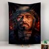Futuristic Helmet Soldier Tapestry Wall Hanging, Tactical Sci-Fi Warrior Art, Cyberpunk Wall Decor for Bedroom Gaming Room