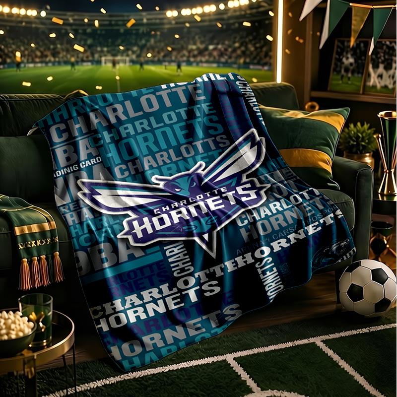 Charlotte-Hornets Logo Blanket Lightweight Flannel Bedding Blanket Perfect for Travel, Camping, Living Rooms, Offices, Sofas, Fan Christmas gift