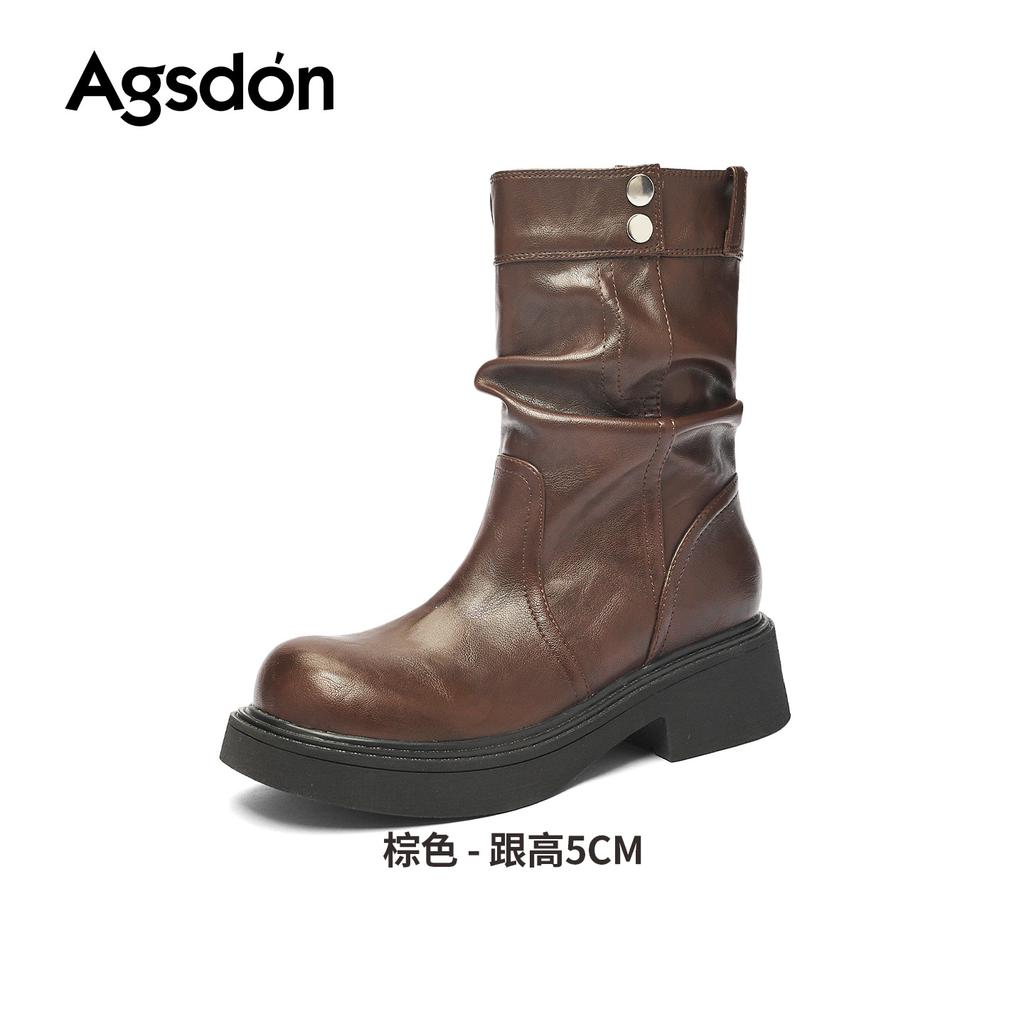 Brown short boots new autumn and winter platform retro medium tube Maillard velvet Martin boots