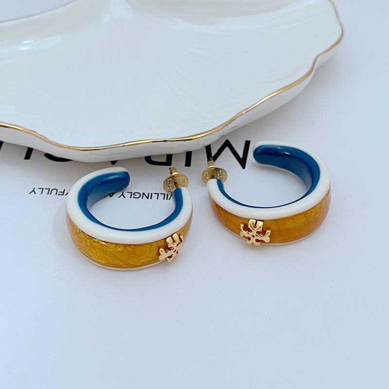 

European and American Color Block Drip Oil Earrings - High-End Niche Design for Women