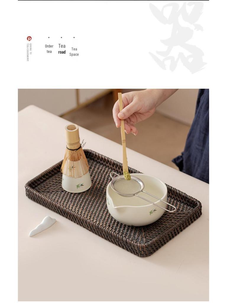 Japanese Forget-Me-Not Ceramic Matcha Bowl Set with Whisk & Spoon - Inspired by Song Dynasty