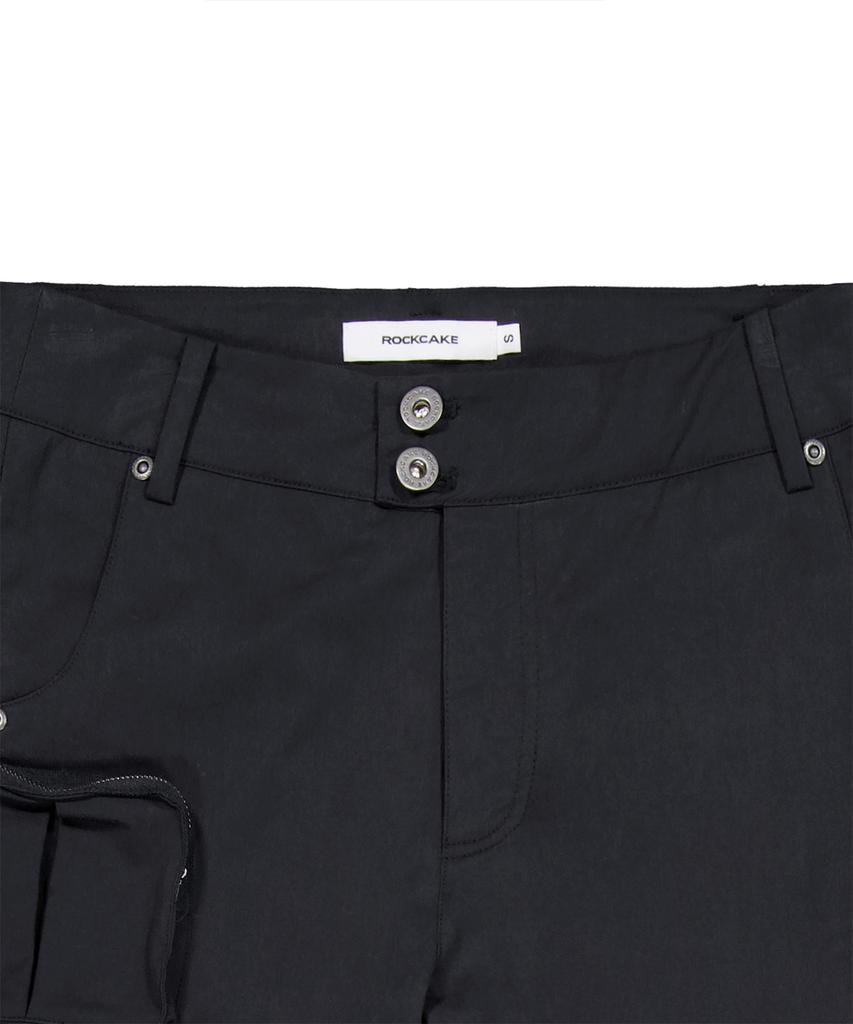 ROCKCAKE Shirring Pocket Flare Pants - Black