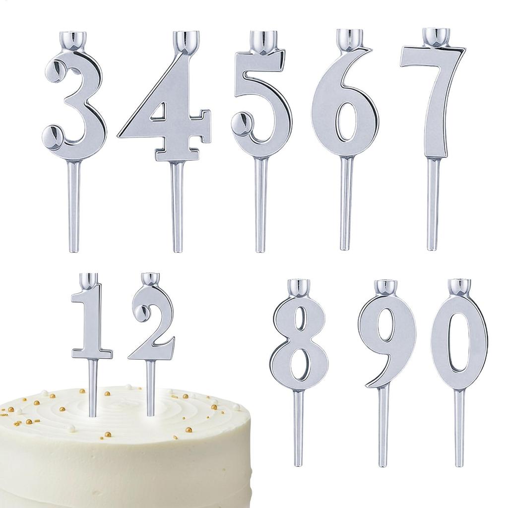Number 0-9 Candle Holders 10 Pcs Graduation Party Supplies Digital Cake Candle Holders For Party Planners Home Bakers