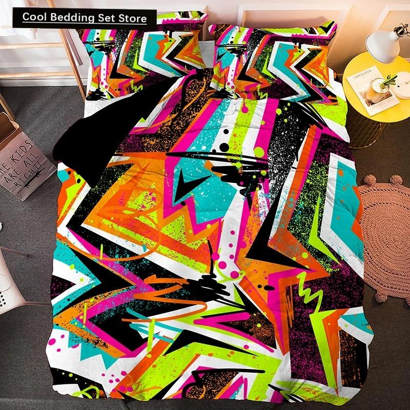 Irregular Geometry King Queen Duvet Cover Bohemian Style Bedding Set for Kid Teens Adult Modern Art 23pcs Polyester Quilt Cover