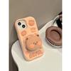 Lovely 3D Bear Hidden Holder Stand Silicone Phone Case For iPhone 11 12 13 14 15 16 Pro Max XS XR X 7 8 Plus Cute Girl Cover