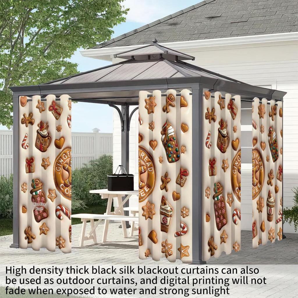 Gingerbread Man 3D Christmas Blackout Curtains - High-Precision Polyester Sun Protection