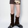 Dames Winter Herfst Dik Geribbelde Gebreide Beenwarmers Harajuku Effen Kleur Japanse Stijl Voetbedekking Dij Hoge Sokken