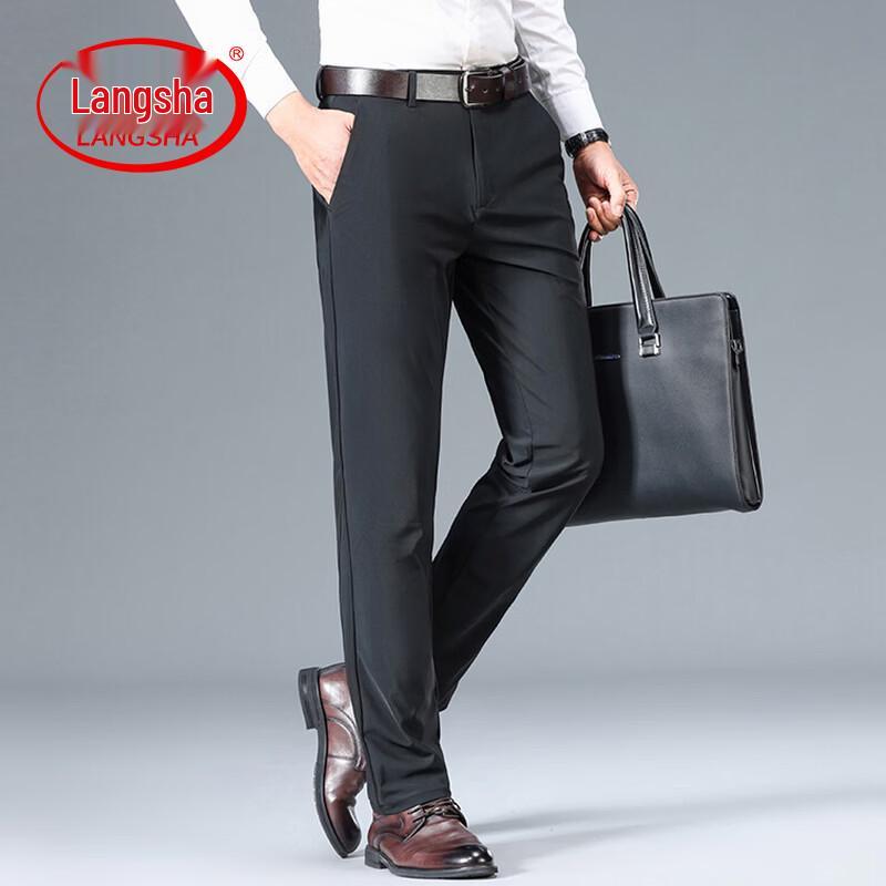 LangSha Men s High-Elastic Business Casual Straight Trousers 33